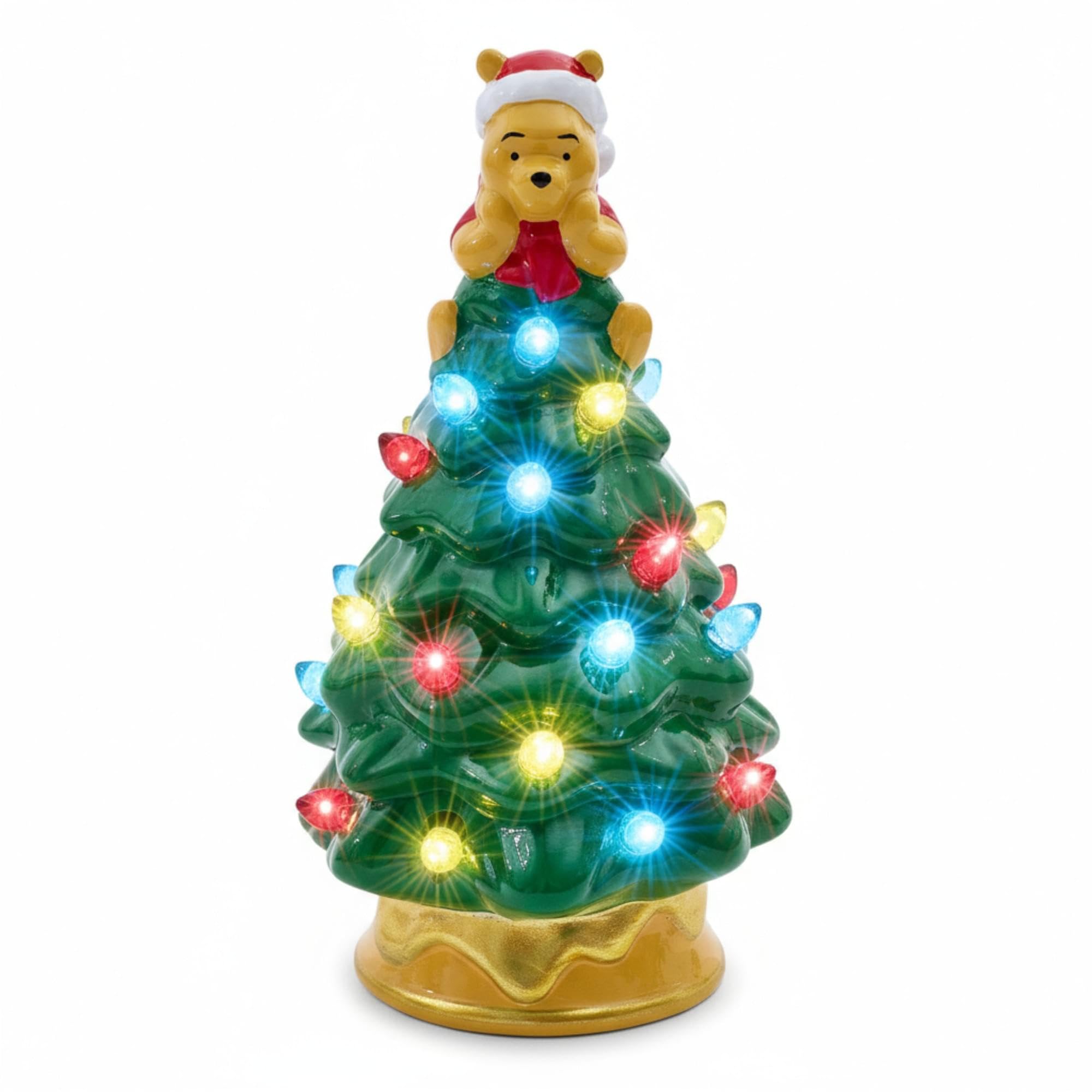 Disney Winnie The Pooh Light-Up Ceramic Christmas Tree | Battery